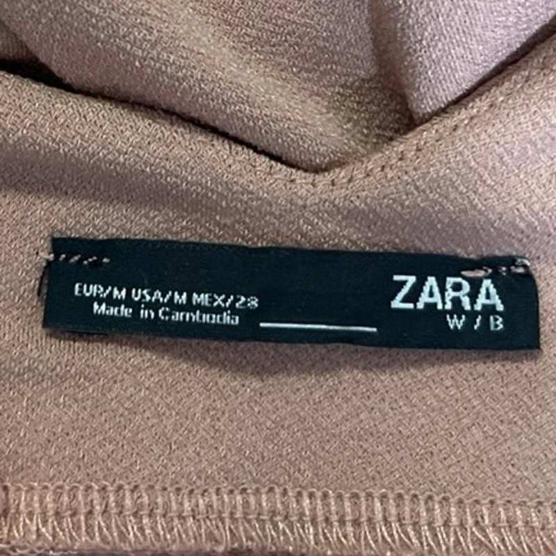 ZARA Women's Brown Sleeveless Spaghetti Straps V-Neck Cami A-Line Mini Dress M - Image 4
