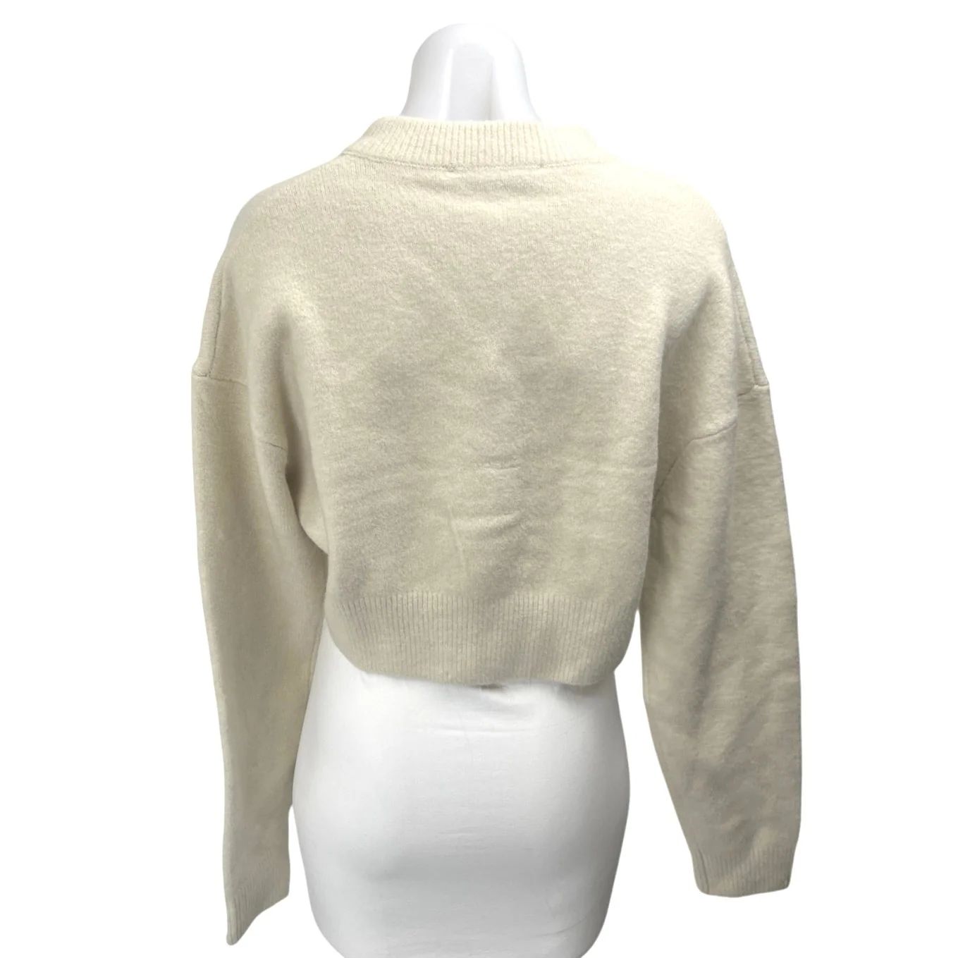 Zara Women's Cream Knit Button Down Cropped Cardigan Sweater Top Size M - Image 2
