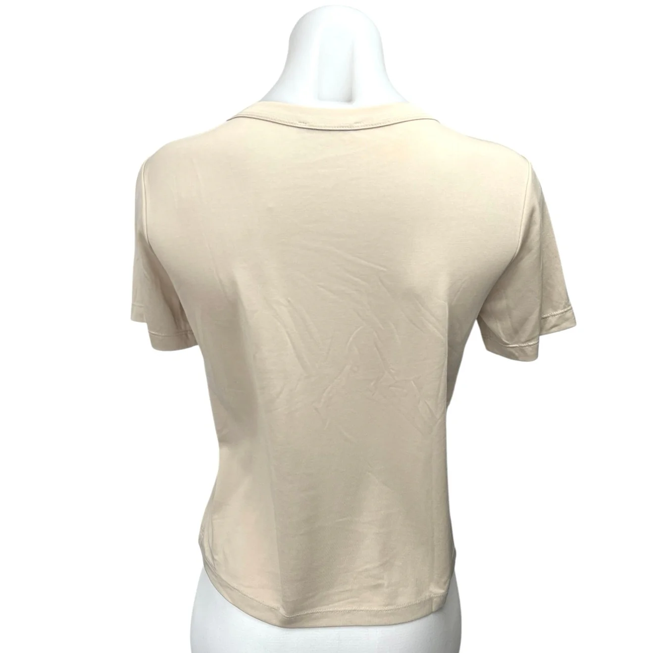 Zara Women's Cream Short Sleeve Crew Neck Basic T Shirt Tee Top Size M - Image 2