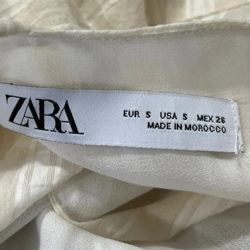 Zara Womens Cream Striped Sleeveless V Neck Twist Front Cami Sheath Dress Size S - Image 3