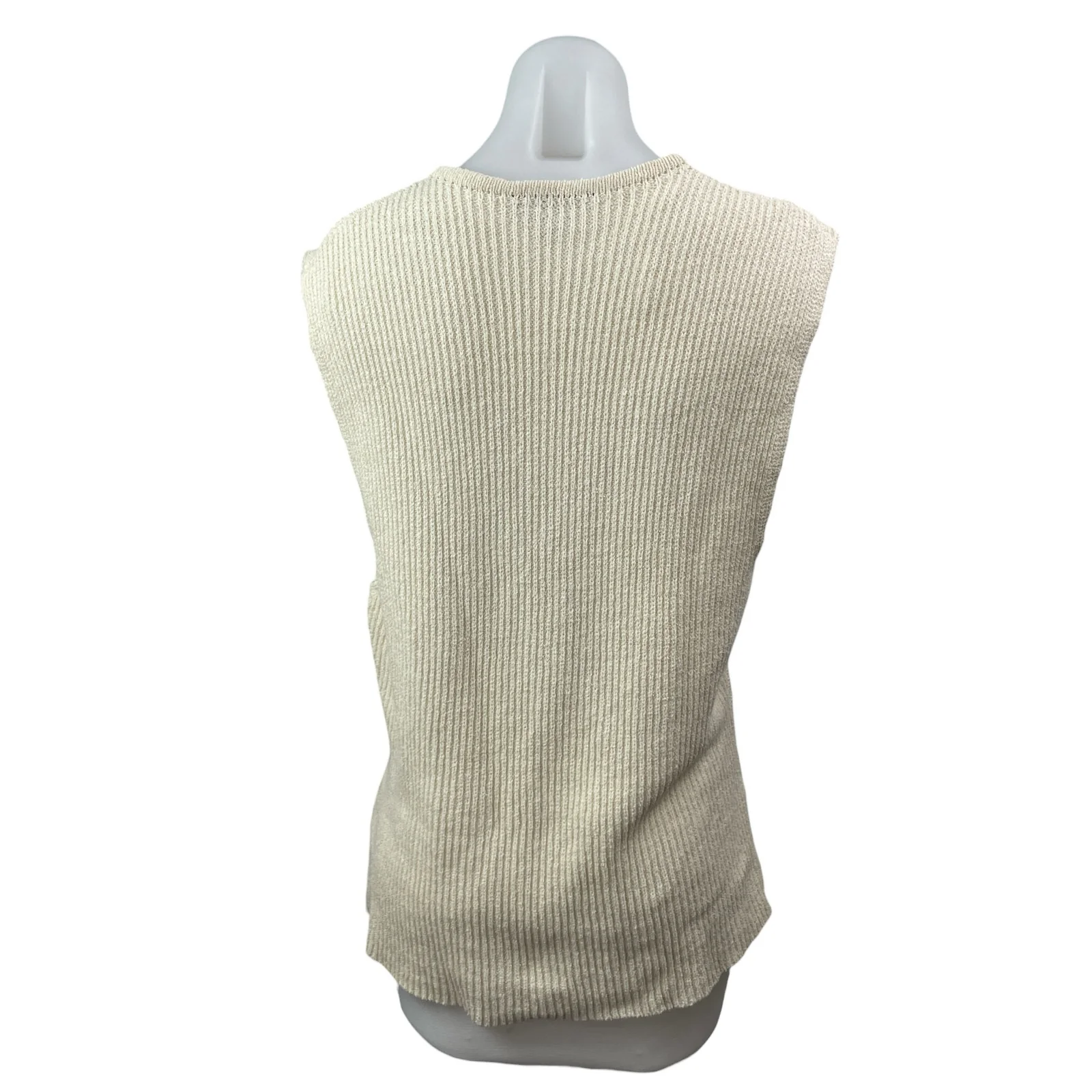 Zara Women's Cream V Neck Sleeveless Button Down Cardigan Sweater Vest Top Sz XL - Image 3
