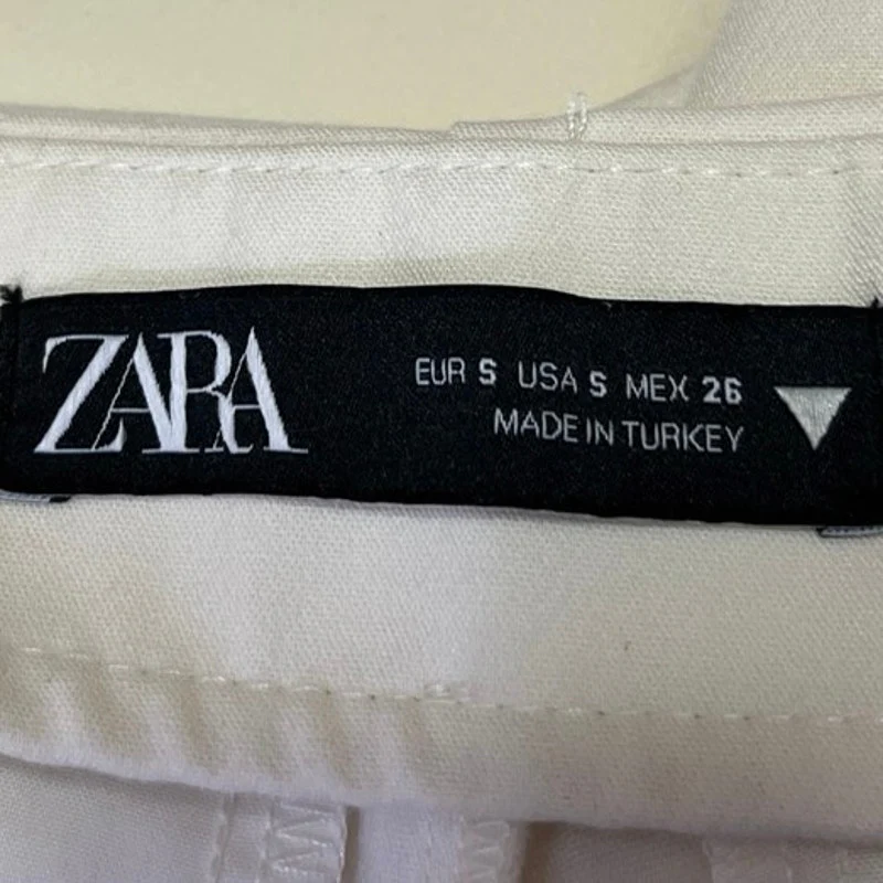 Zara Women's Cream White High Waist Mini Zipper Pencil Wrap Skirt Skort Size S - Image 4