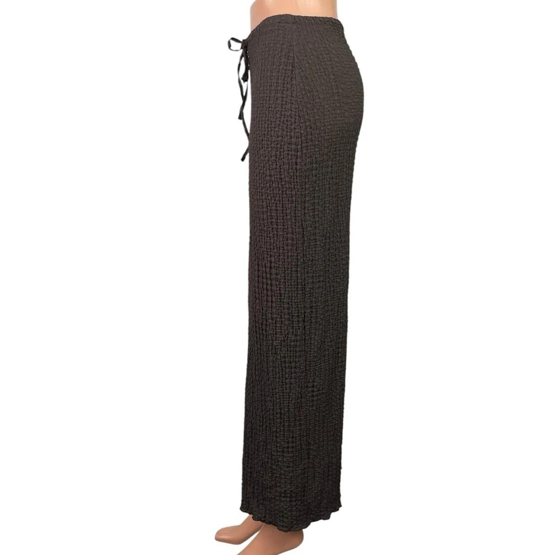 Zara Women's Dark Brown Drawstring High Waist Knit Pencil Maxi Skirt Size S - Image 2