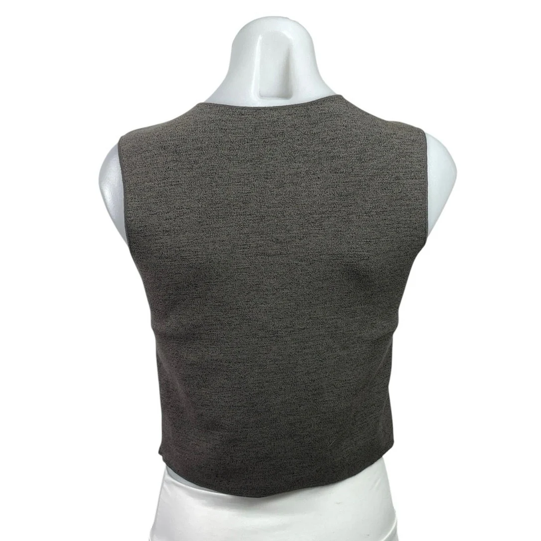 Zara Women's Dark Gray Sleeveless Knit Button Down Tank Vest Crop Top Size S - Image 3