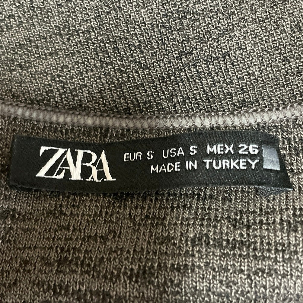 Zara Women's Dark Gray Sleeveless Knit Button Down Tank Vest Crop Top Size S - Image 4