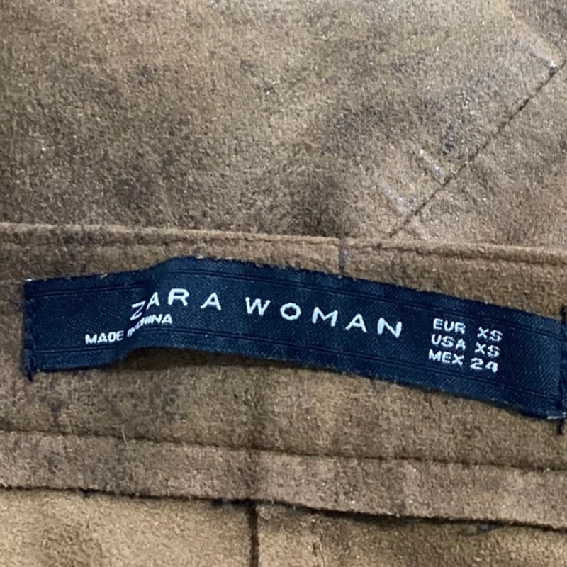 Zara Women's Faux Suede Brown Skinny Slim High Rise Crop Ankle Trousers Pants XS - Image 5