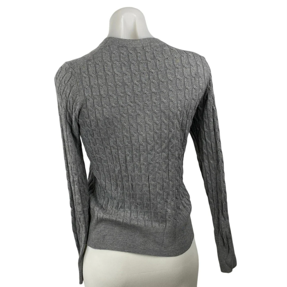 Zara Women's Gray Cable Knit Crew Neck Long Sleeve Slim Sweatshirt Sweater Top S - Image 4