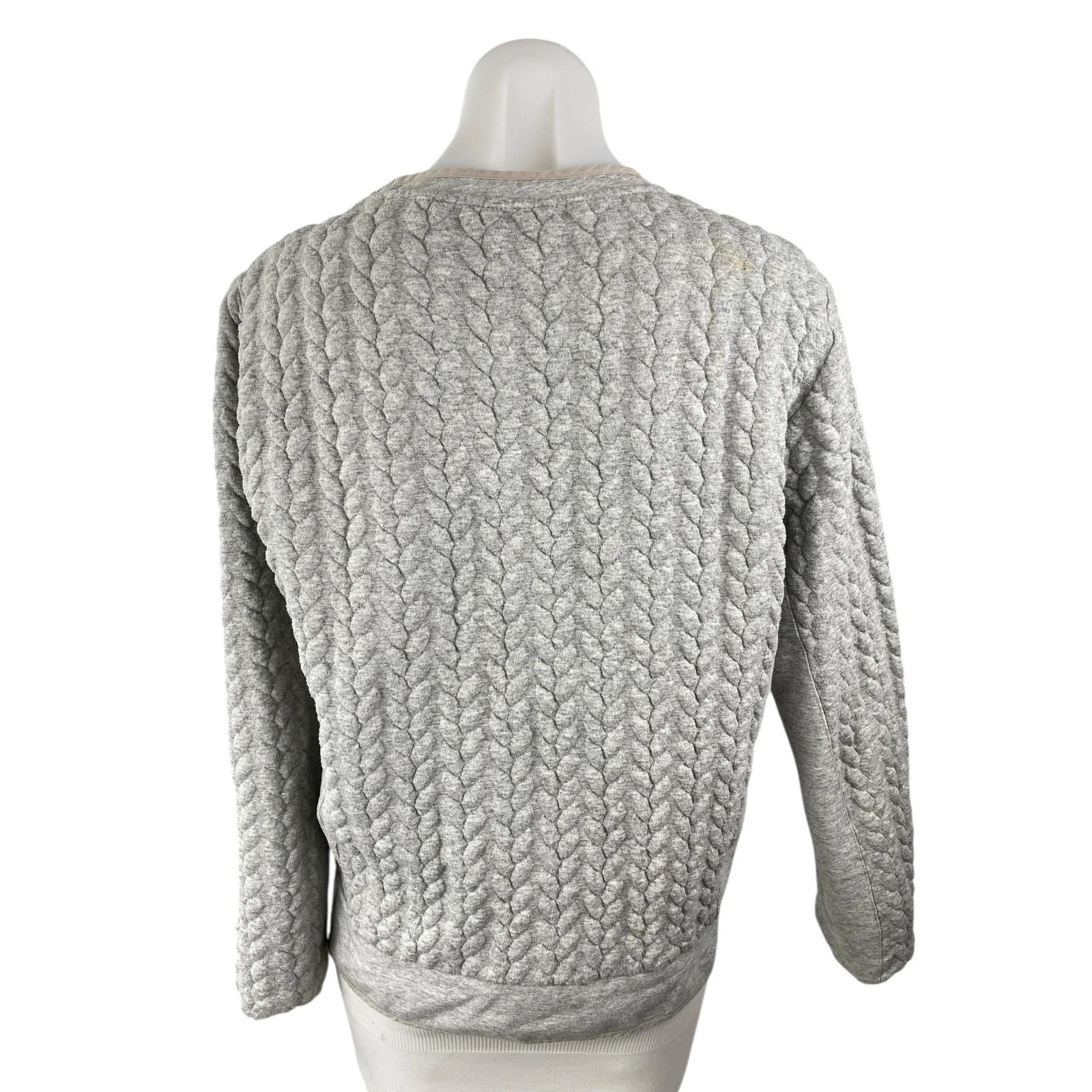 Zara Women's Gray Cable Knit Long Sleeve Crew Neck Pullover Sweater Top Size S - Image 2