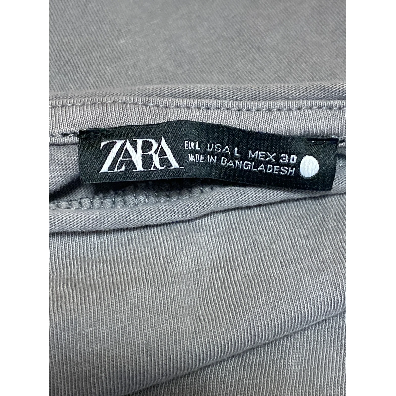 Zara Women's Gray Crew Neck Long Sleeve Casual Jersey T-Shirt Sweater Top Size L - Image 5