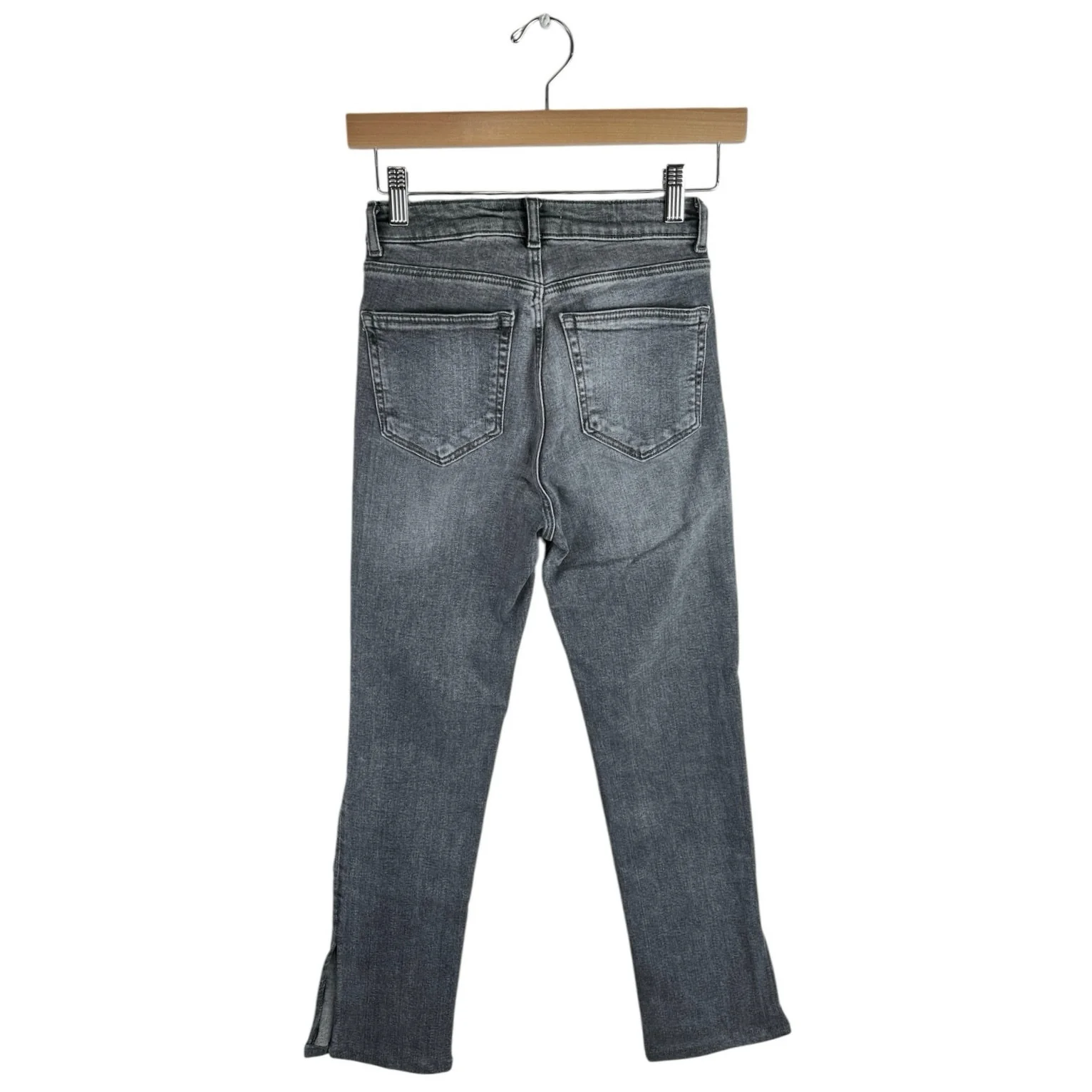 Zara Women's Gray High Waisted Slip Hem Stretch Straight Denim Jeans Size 2 - Image 2