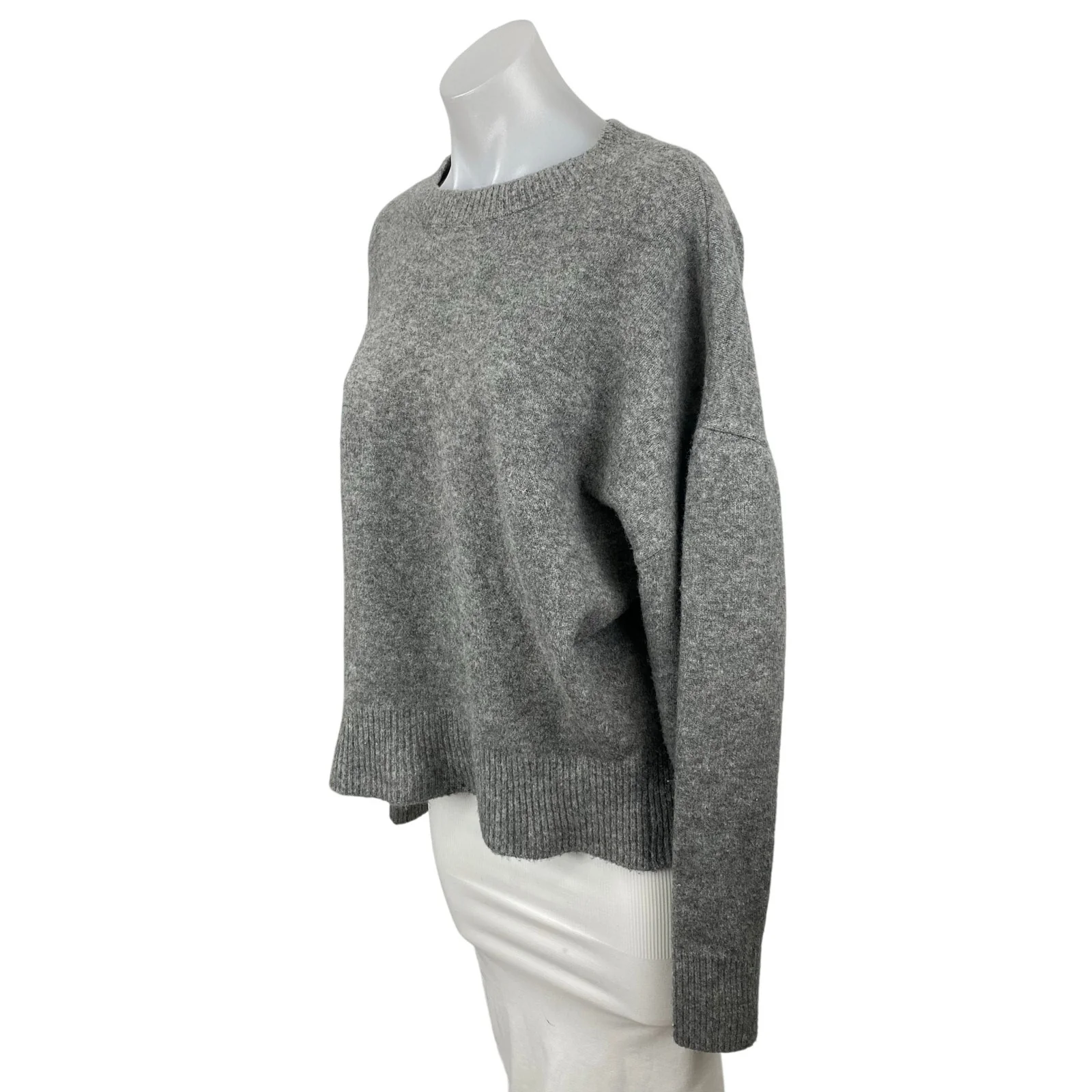 Zara Women's Gray Knit Crew Neck Long Sleeve Sweatshirt Sweater Top Size M - Image 3