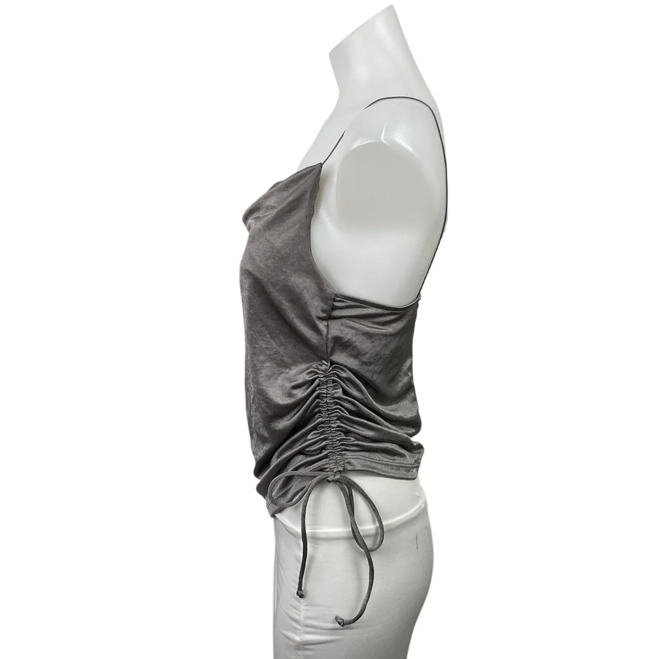 Zara Women's Gray Metallic Sleeveless Cowl Neck Ruched Cami Camisole Tank Top M - Image 2