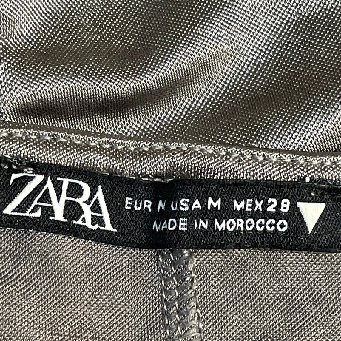 Zara Women's Gray Metallic Sleeveless Cowl Neck Ruched Cami Camisole Tank Top M - Image 4