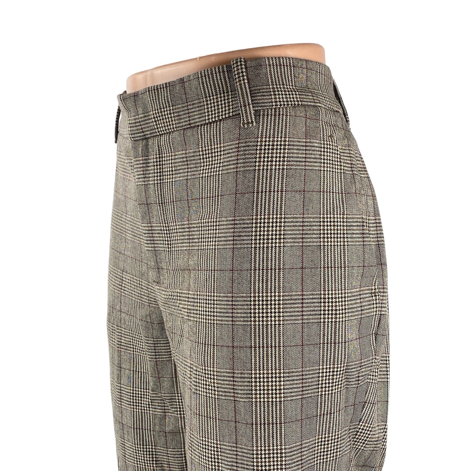 Zara Women's Gray Plaid Check High Rise Loose Tapered Trousers Dress Pants Sz 10 - Image 2