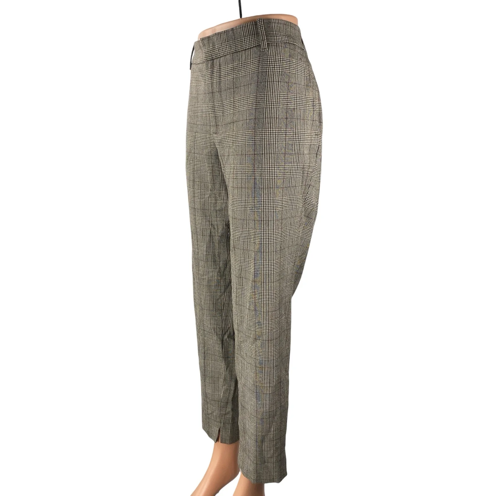 Zara Women's Gray Plaid Check High Rise Loose Tapered Trousers Dress Pants Sz 10 - Image 3