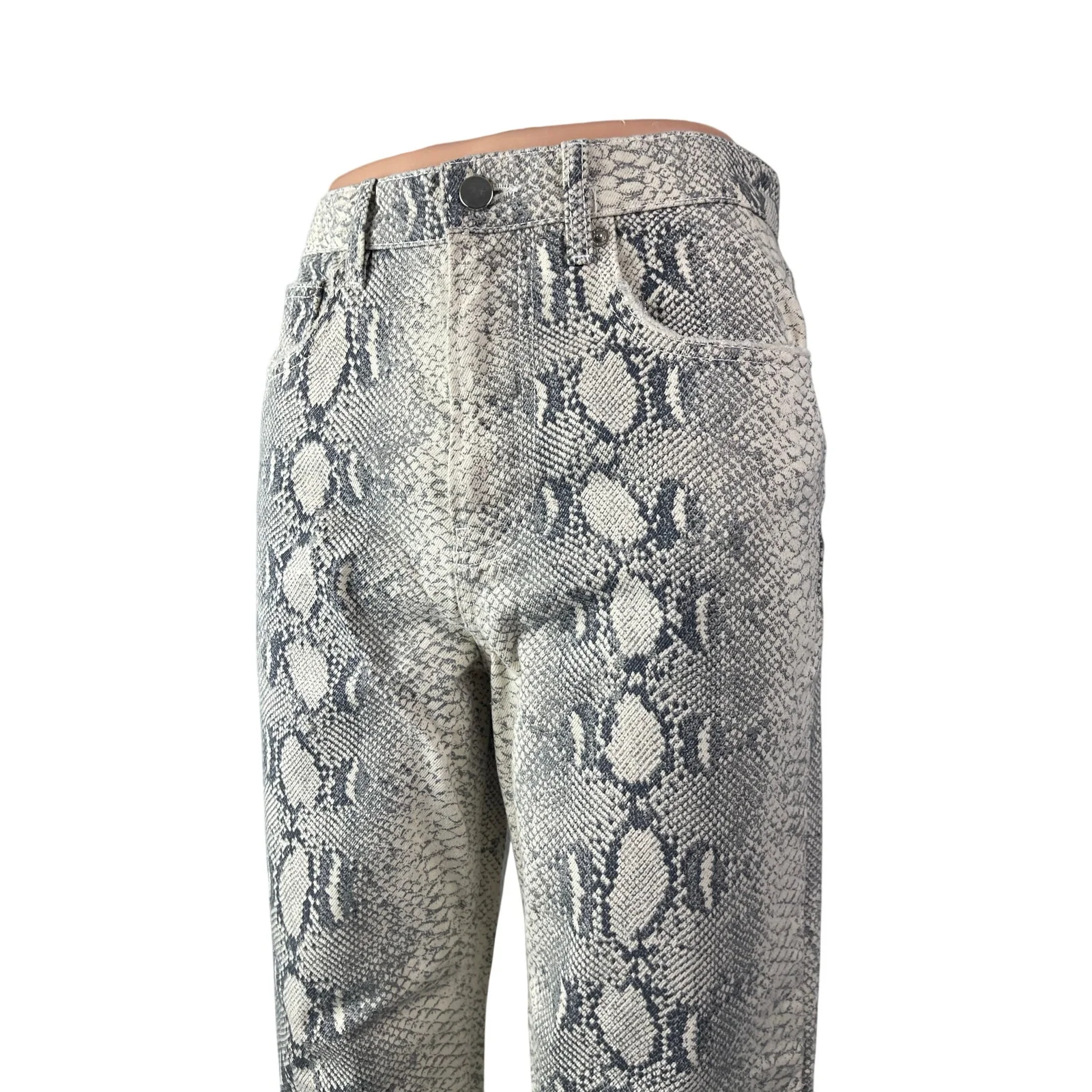 Zara Women's Gray Snakeskin Animal Print High Rise Straight Trousers Pants Sz 4 - Image 2