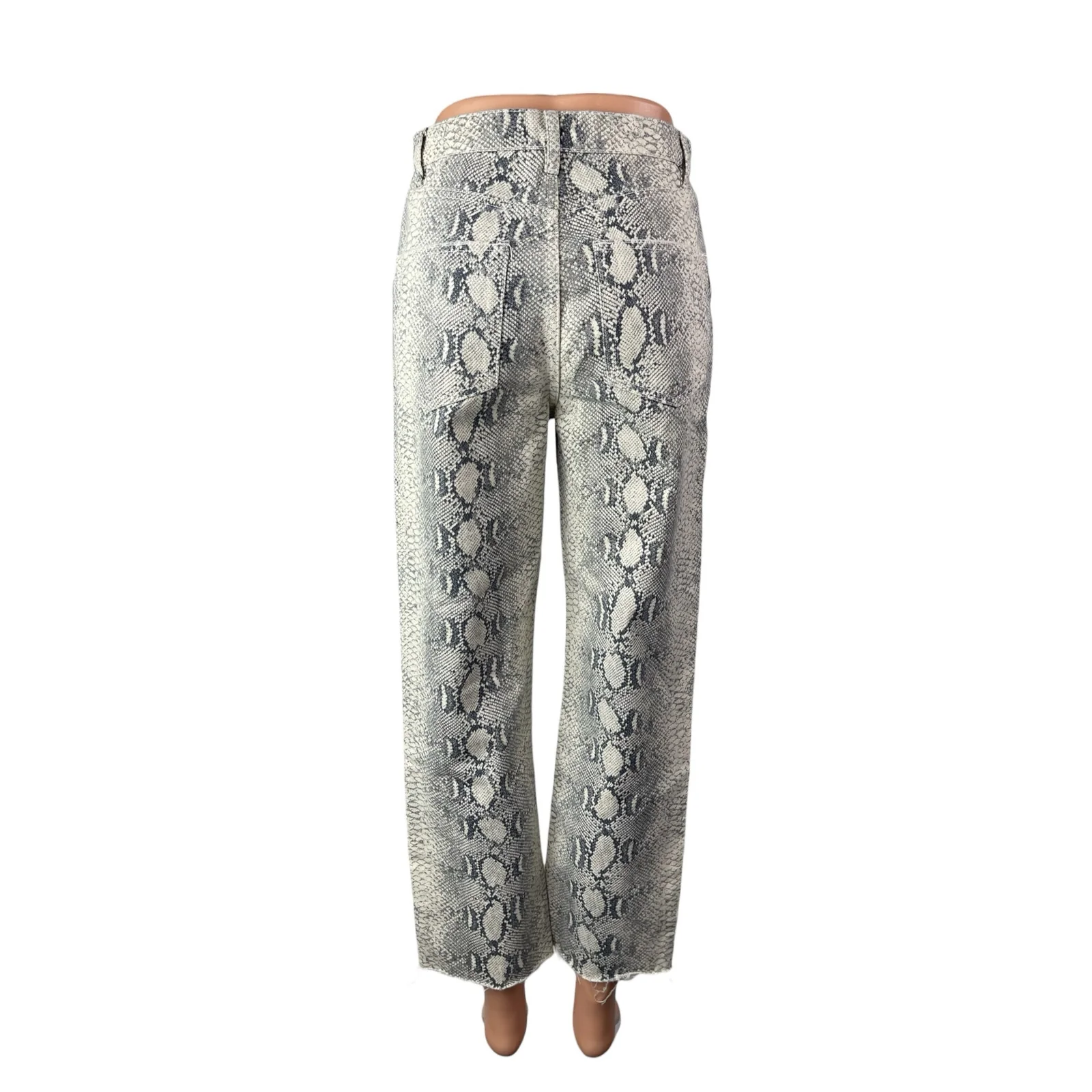 Zara Women's Gray Snakeskin Animal Print High Rise Straight Trousers Pants Sz 4 - Image 4