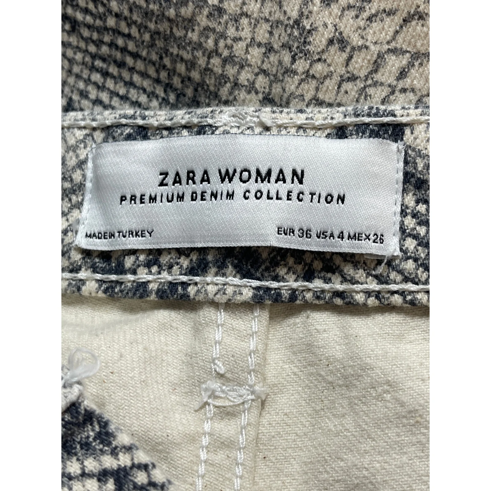 Zara Women's Gray Snakeskin Animal Print High Rise Straight Trousers Pants Sz 4 - Image 5