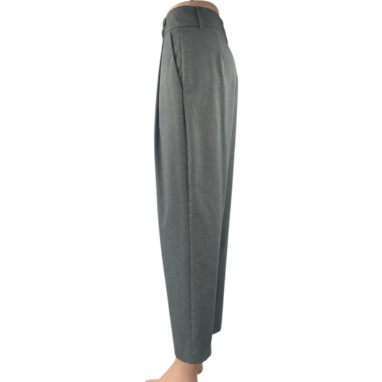 Zara Women's Gray Straight Leg High Waisted Pleated Trousers Dress Pants Size XS - Image 2