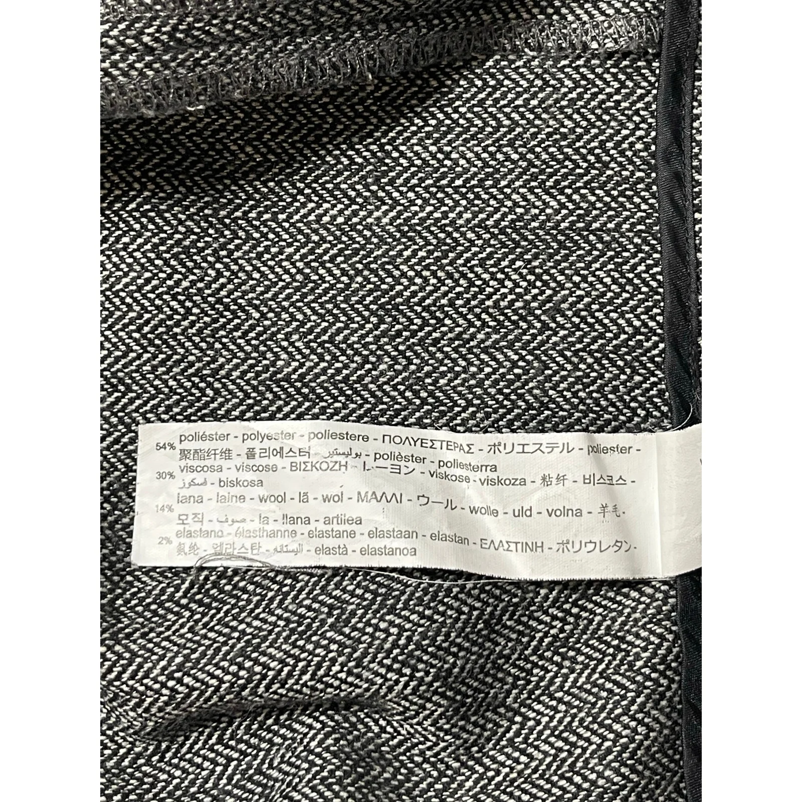 Zara Women's Gray Wool Chevron High Waisted Zip Wide Leg Trousers Dress Pants S - Image 4