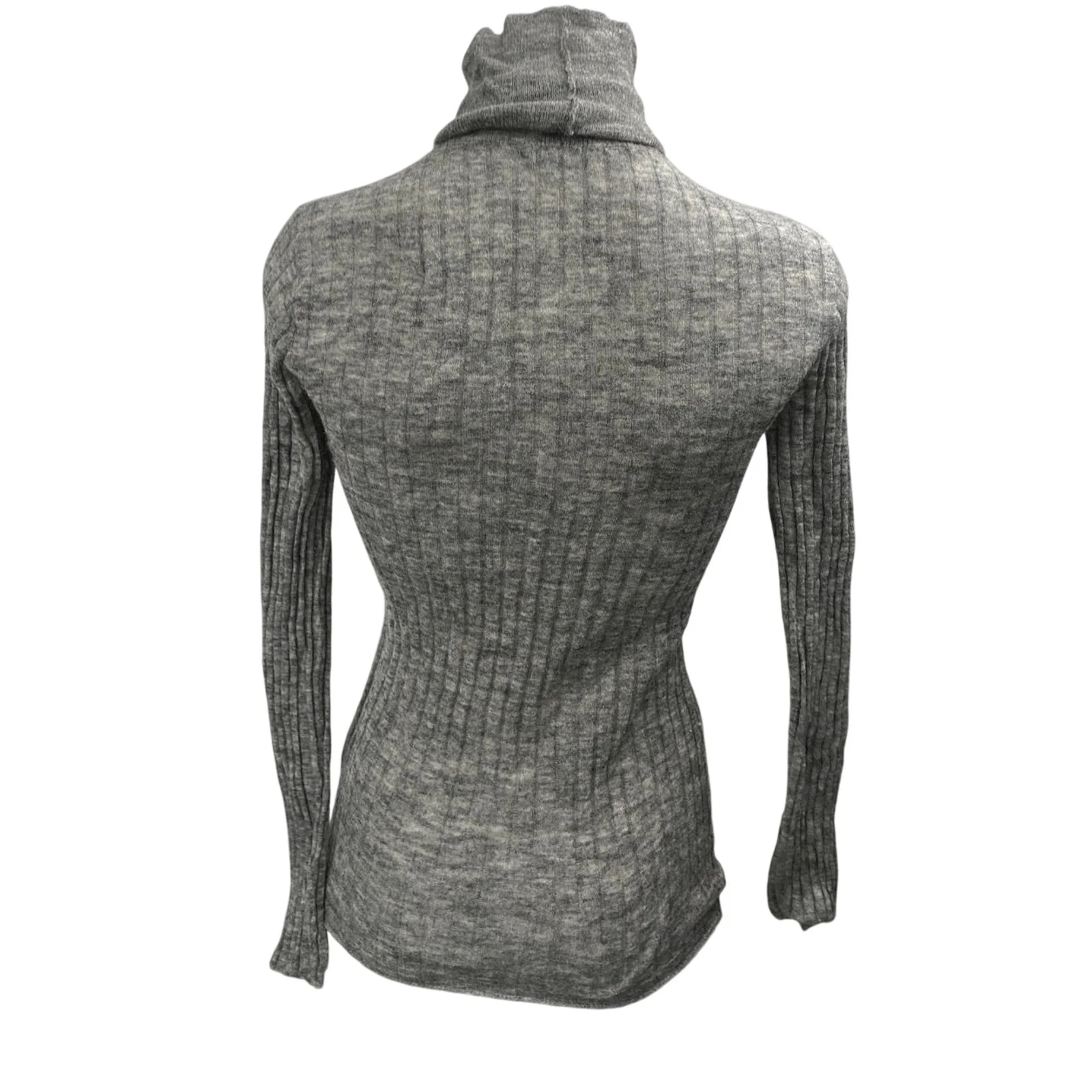 Zara Women's Gray Wool Long Sleeve Ribbed Knit Turtleneck Sweater Top Size S - Image 2