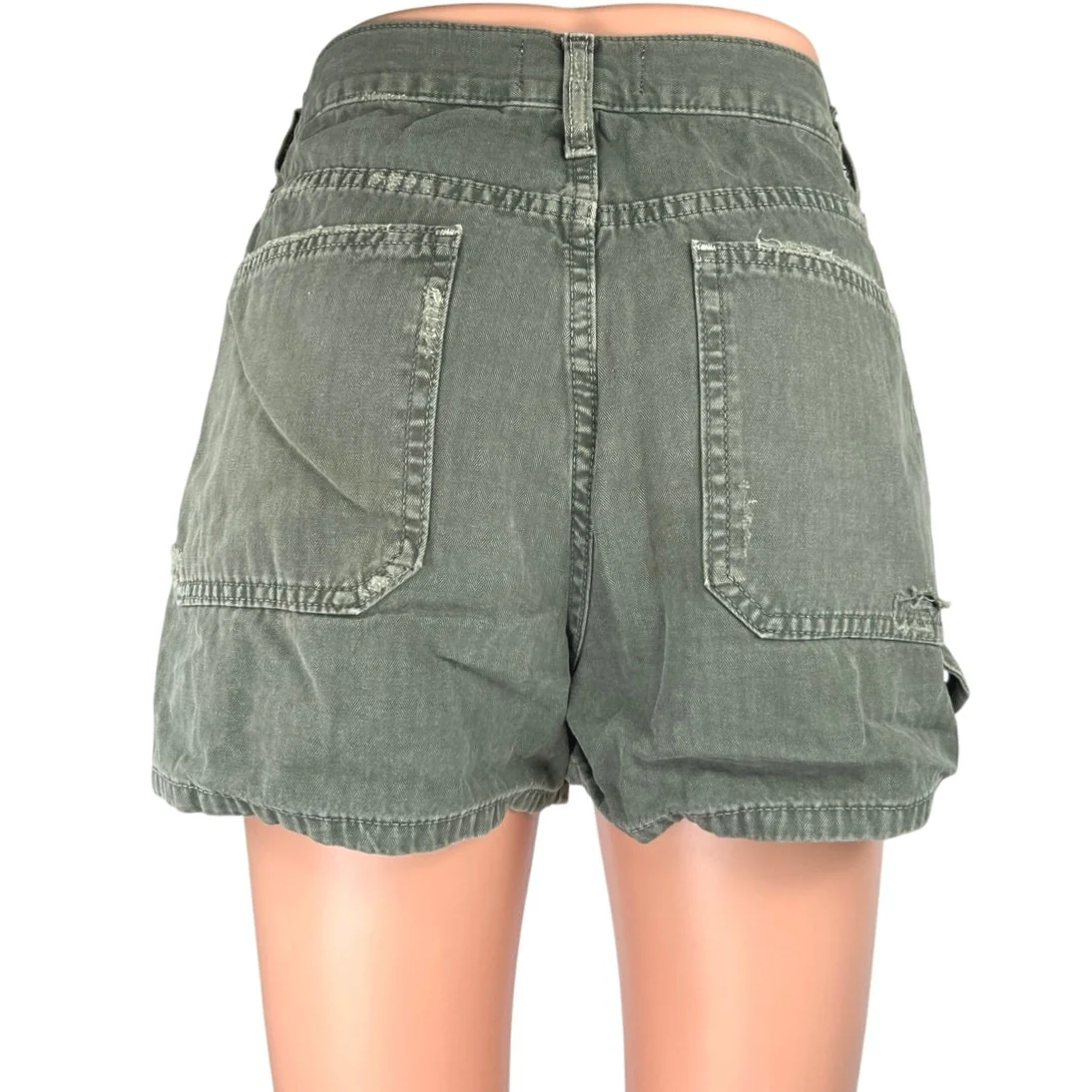 Zara Women's Green Gray High Waist Wide Leg Casual Denim Jeans Shorts Size 6 - Image 3