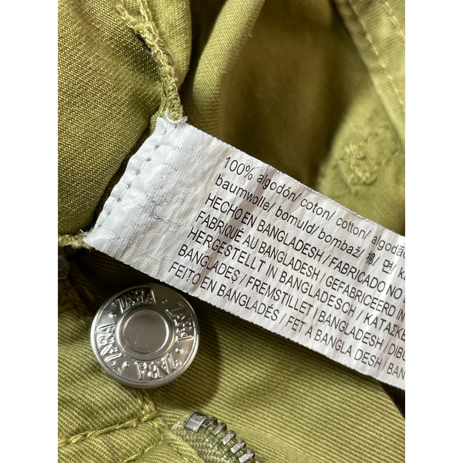 Zara Women's Green High Rise Military Barrel Wide Leg Cargo Denim Jeans Pants 2 - Image 6