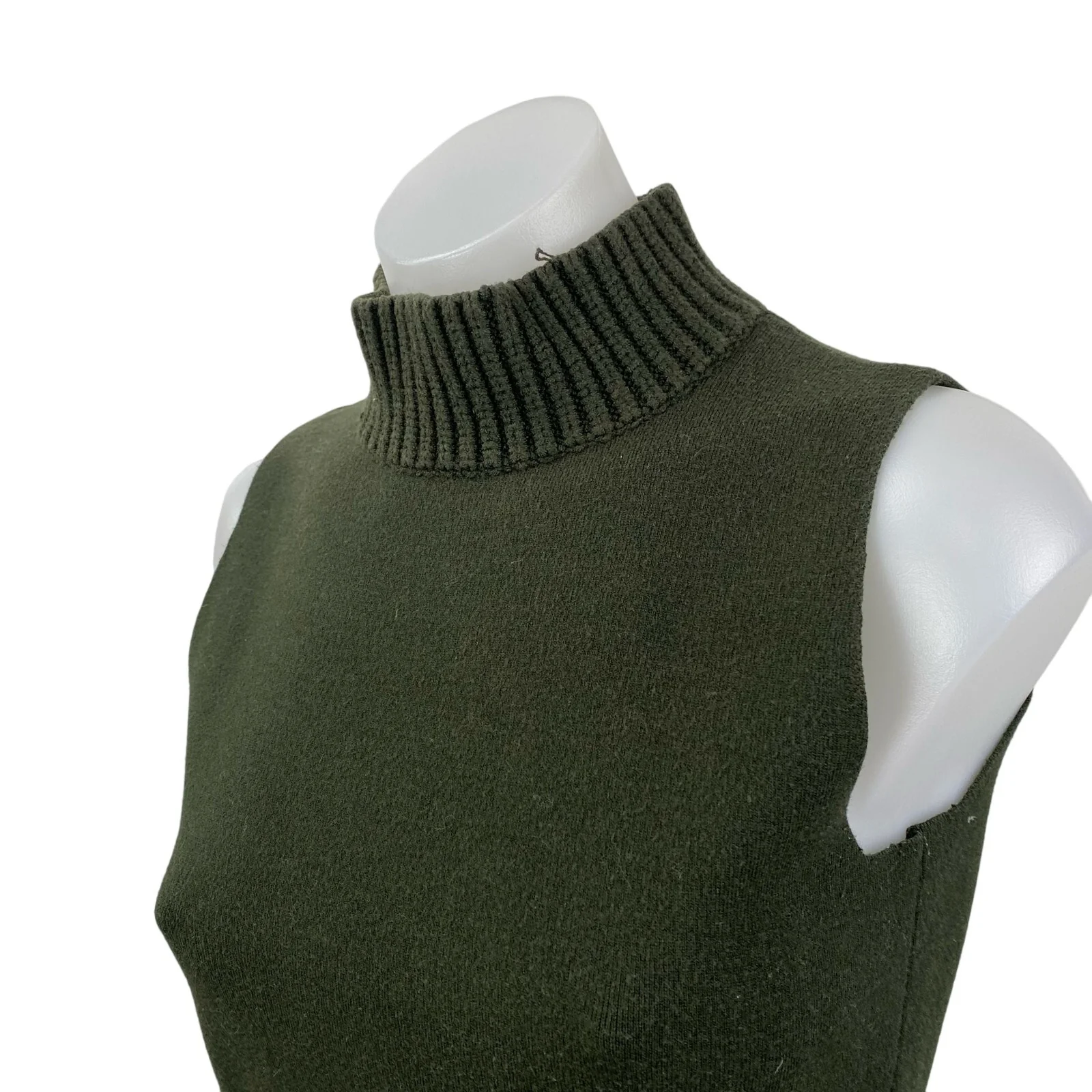 Zara Women's Green Knit Turtle Neck Sleeveless Slim Fit Tank Vest Sweater Top M - Image 2