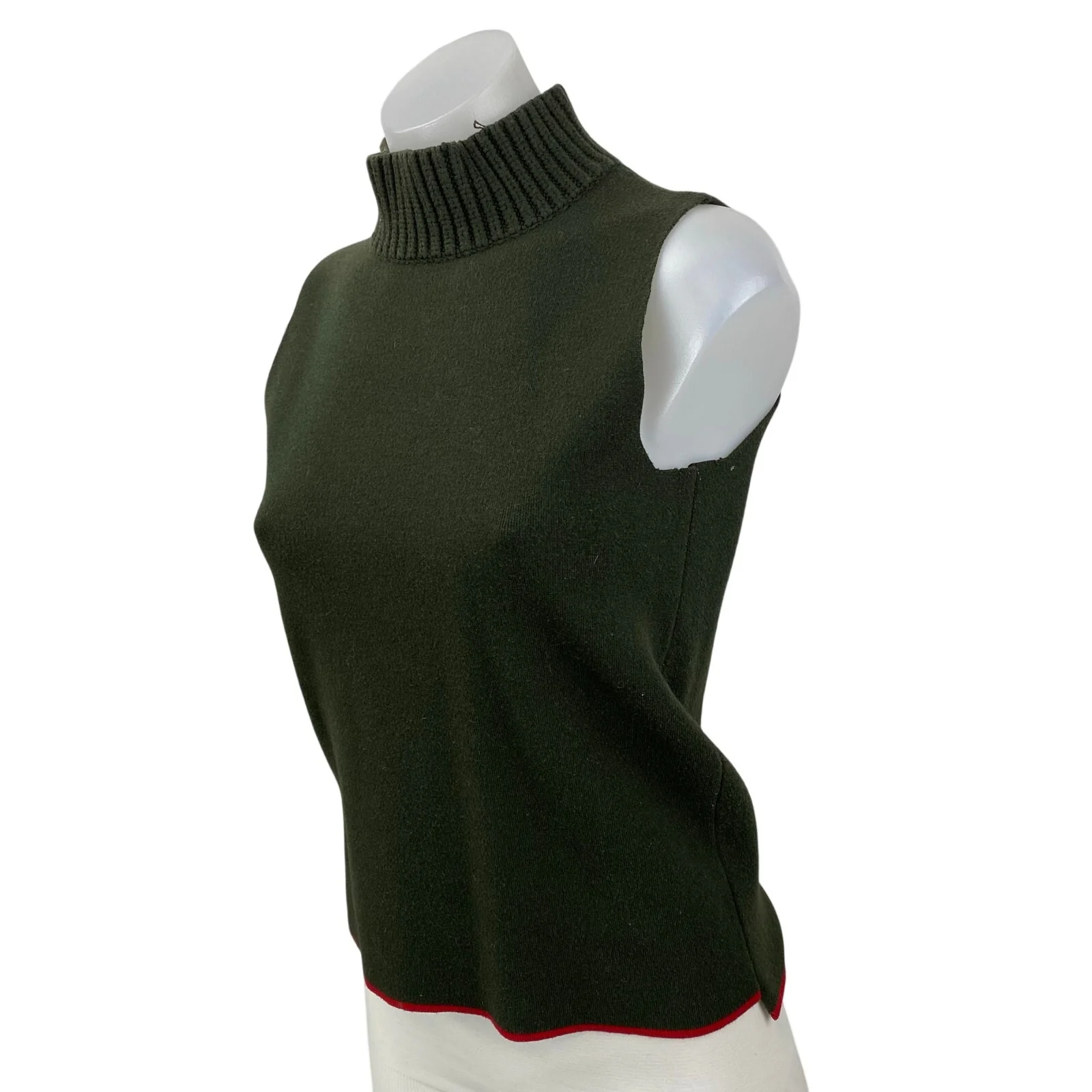 Zara Women's Green Knit Turtle Neck Sleeveless Slim Fit Tank Vest Sweater Top M - Image 3