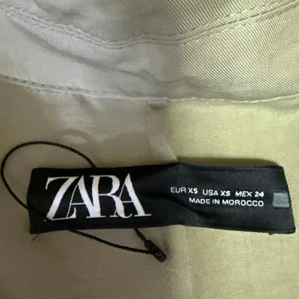 Zara Women's Green Notch Lapel Collar Pockets Open Front Blazer Coat Jacket XS - Image 4