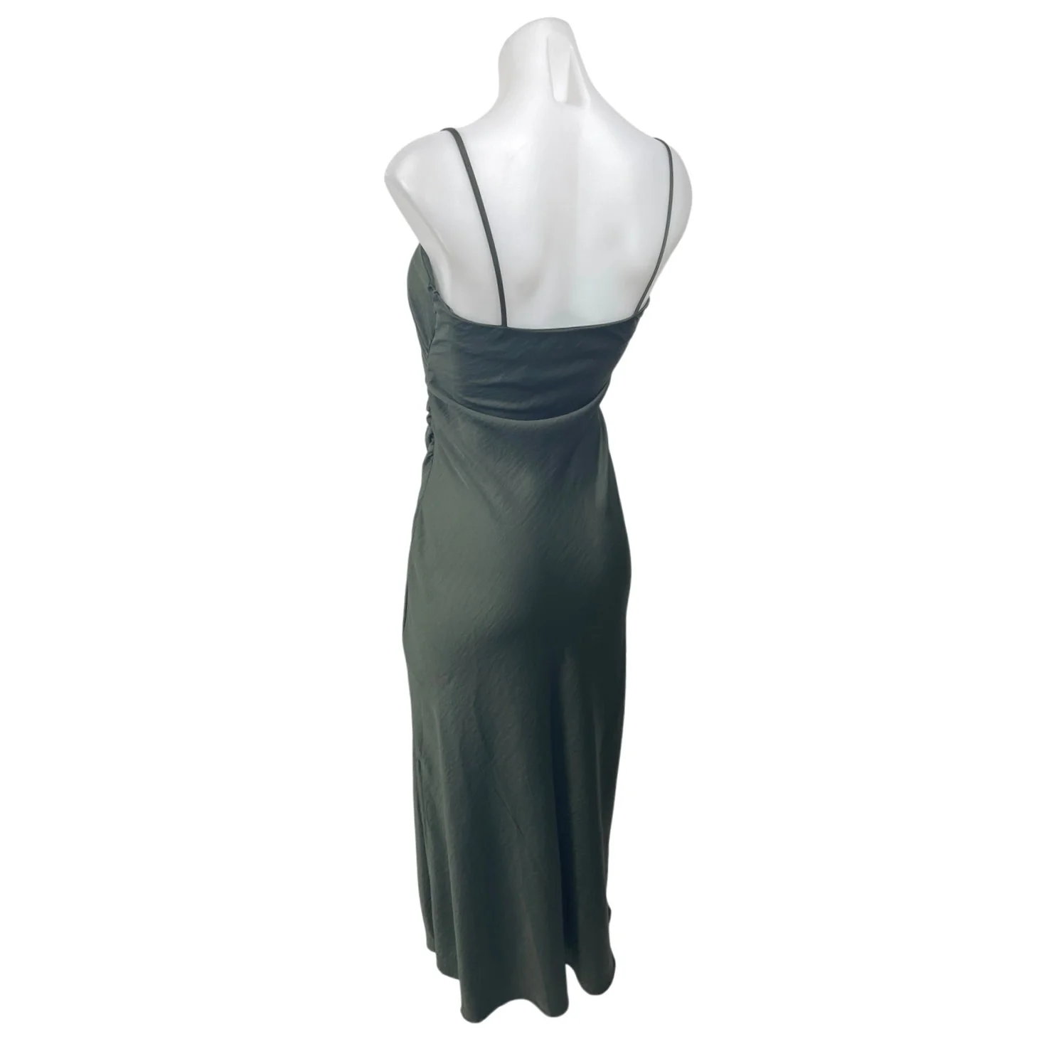 Zara Women's Green Silky Satin Sleeveless Cami Camisole Midi Tank Slip Dress XS - Image 2