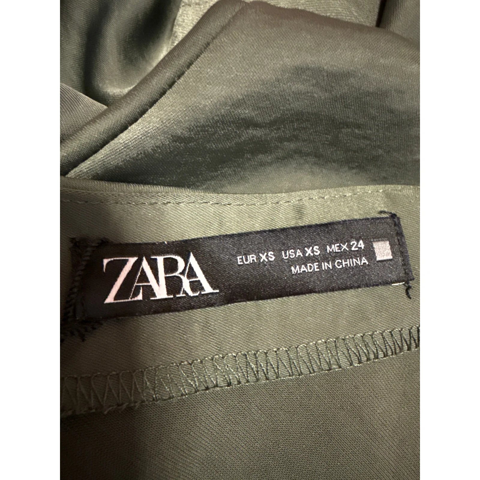 Zara Women's Green Silky Satin Sleeveless Cami Camisole Midi Tank Slip Dress XS - Image 4