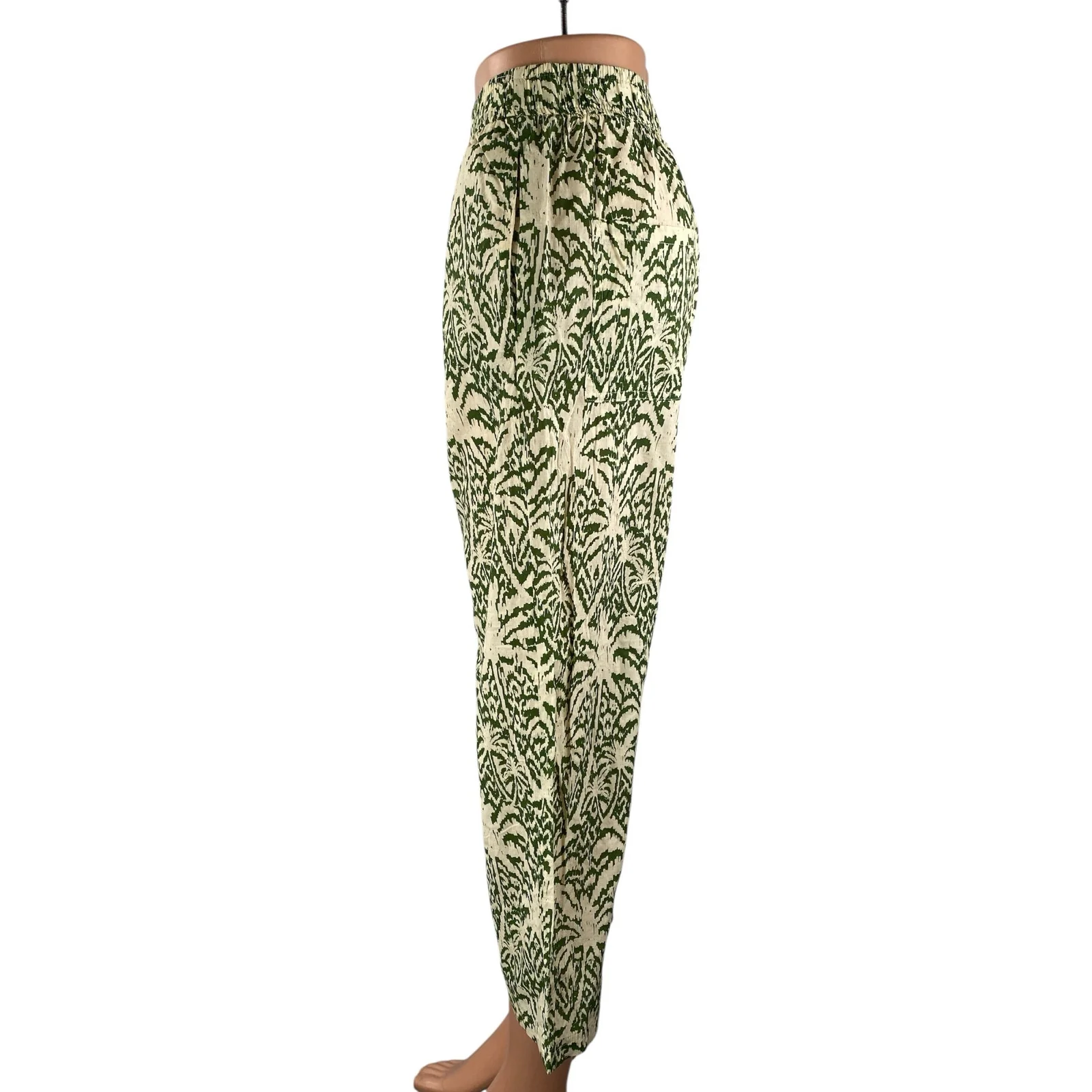 Zara Women's Green Tropical High Rise Barrel Palazzo Wide Leg Trousers Pants XS - Image 3