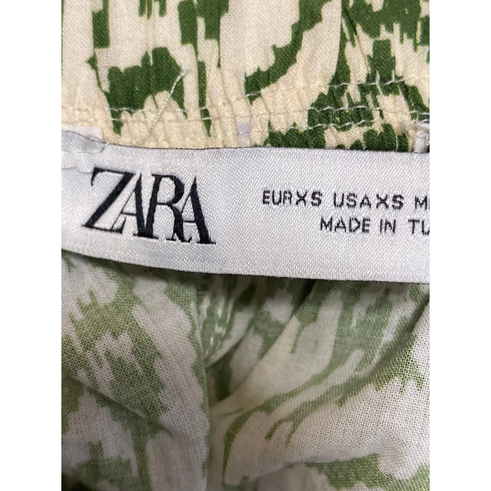 Zara Women's Green Tropical High Rise Barrel Palazzo Wide Leg Trousers Pants XS - Image 5