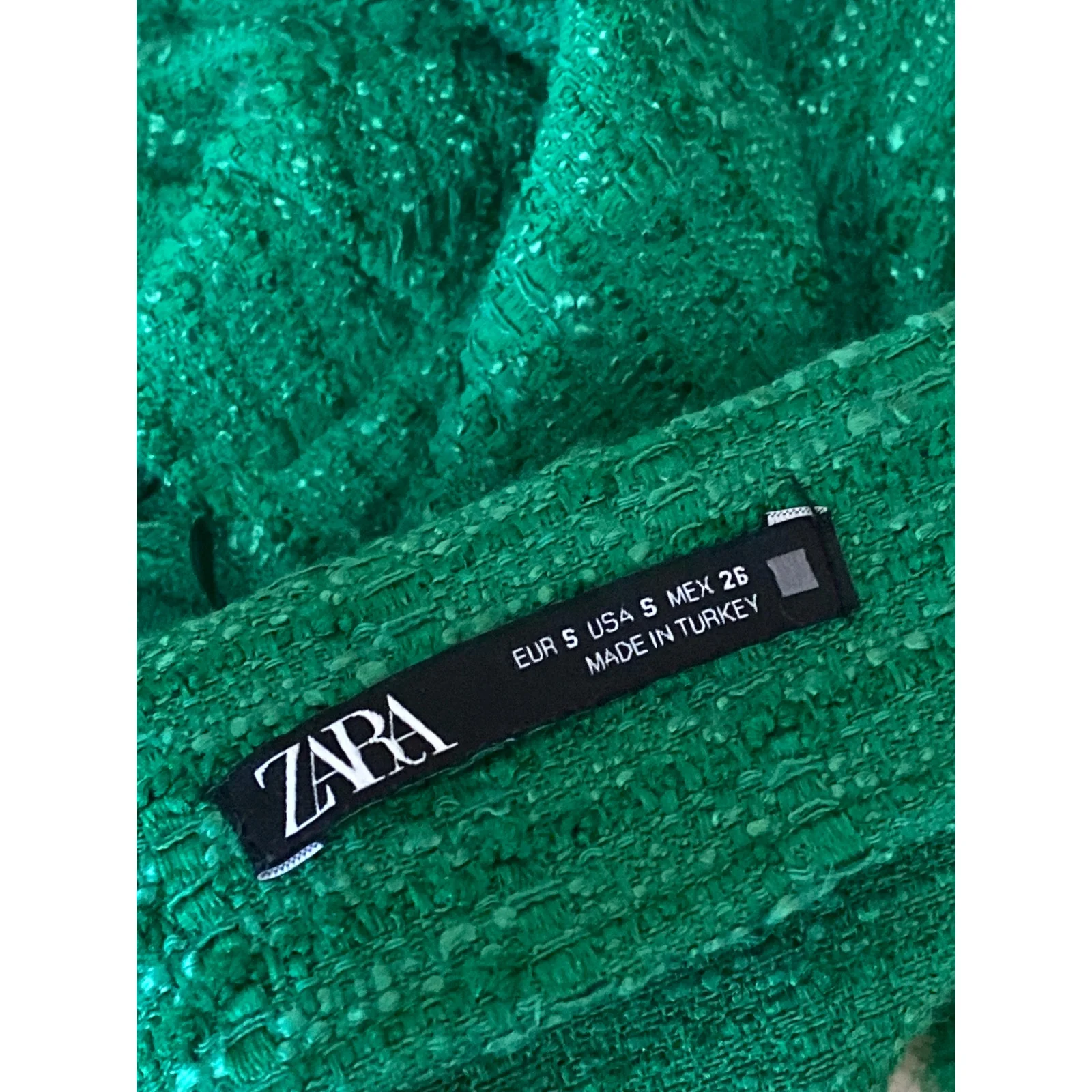 Zara Women's Green Tweed Gold Button Sleeveless V Neck Tank Crop Top Size S - Image 5