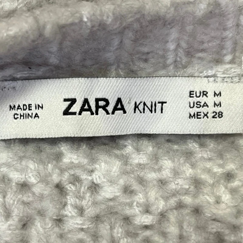 Zara Womens Knit Rings Pullover White Round Neck Long Sleeve Sweater Top Size M - Image 3