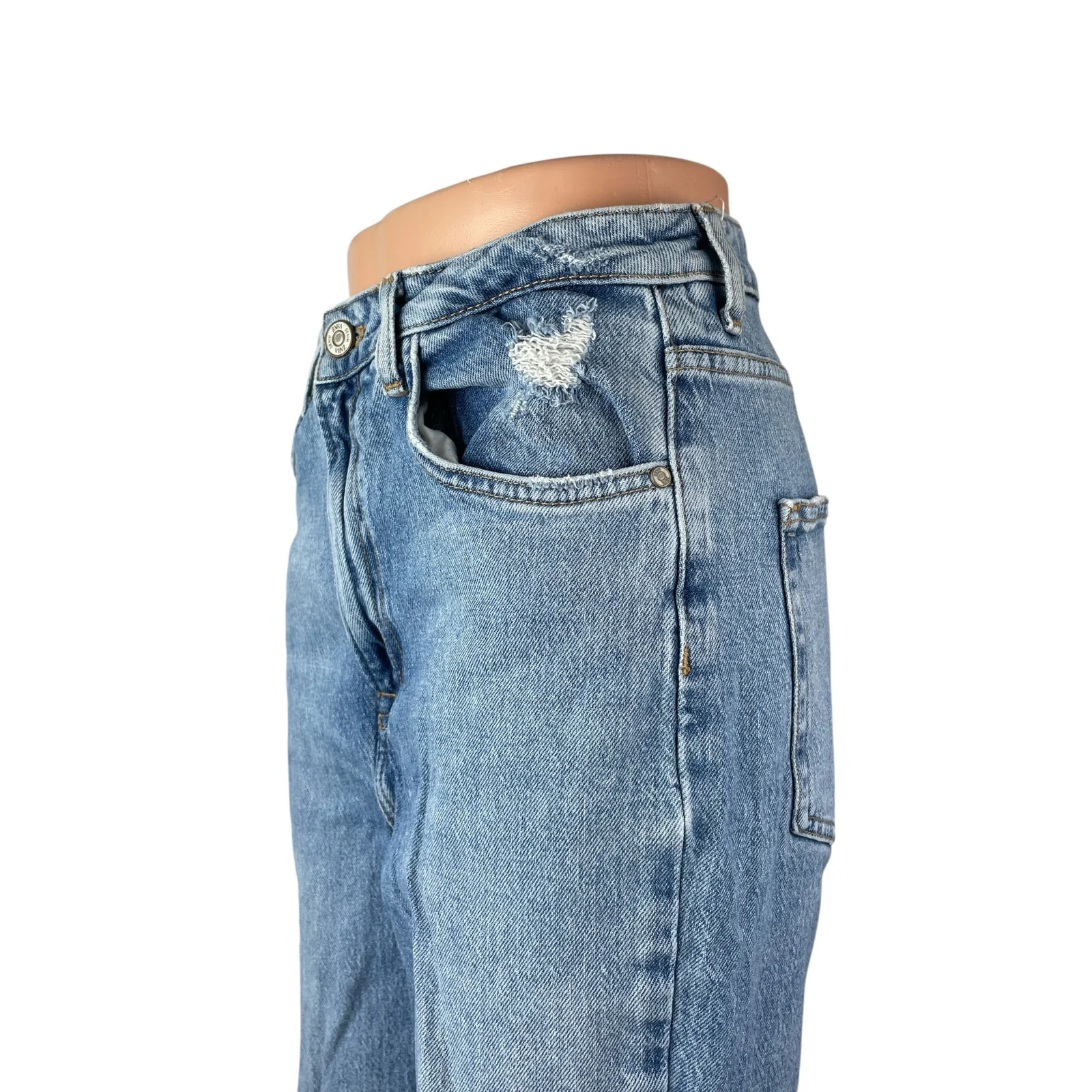 Zara Women's Light Blue Distressed High Rise Bootcut Flare Denim Jeans Pants 6 - Image 2