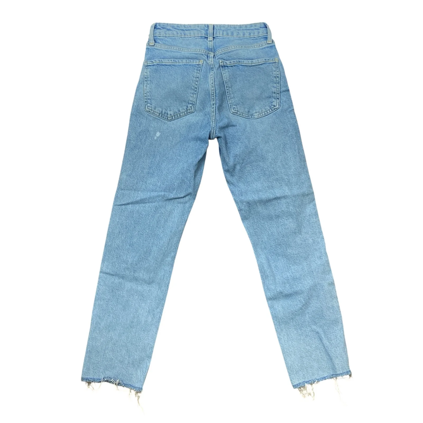 Zara Women's Light Blue Raw Frayed Hem High Rise Straight Denim Jeans Pants Sz 2 - Image 2
