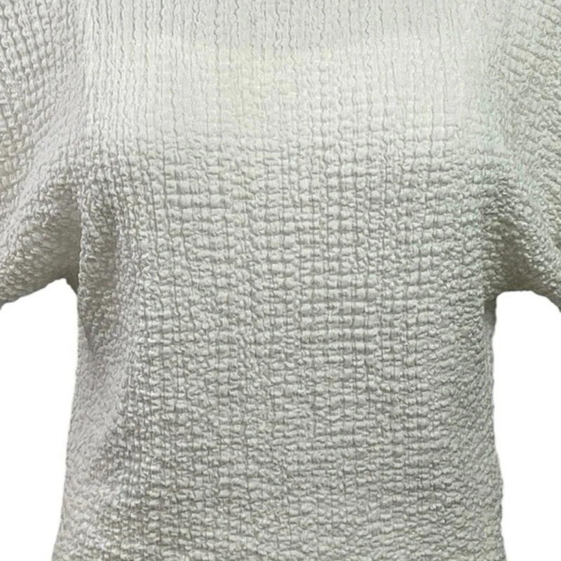 Zara Women's Light Gray Short Sleeve Gauze Cotton Mock Neck Blouse Top Size S - Image 4