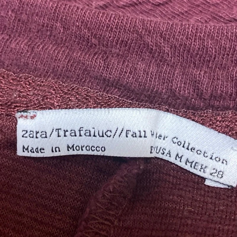 Zara Women's Maroon Textured Knit Crewneck Long Sleeve Shirt Sweater Top Size M - Image 3