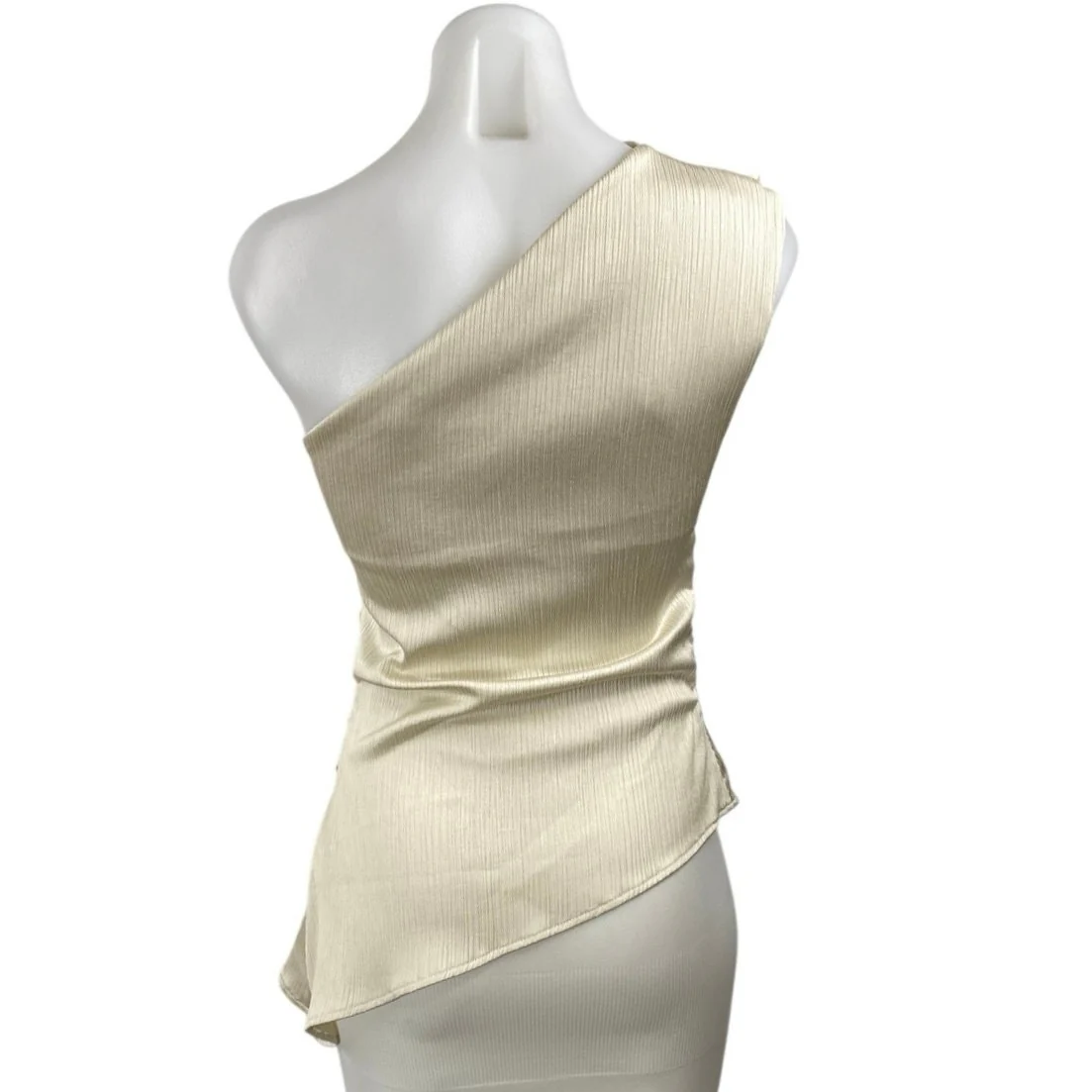 Zara Womens Metallic Satin Draped One Shoulder Sleeveless Asymmetric Tank Top S - Image 4