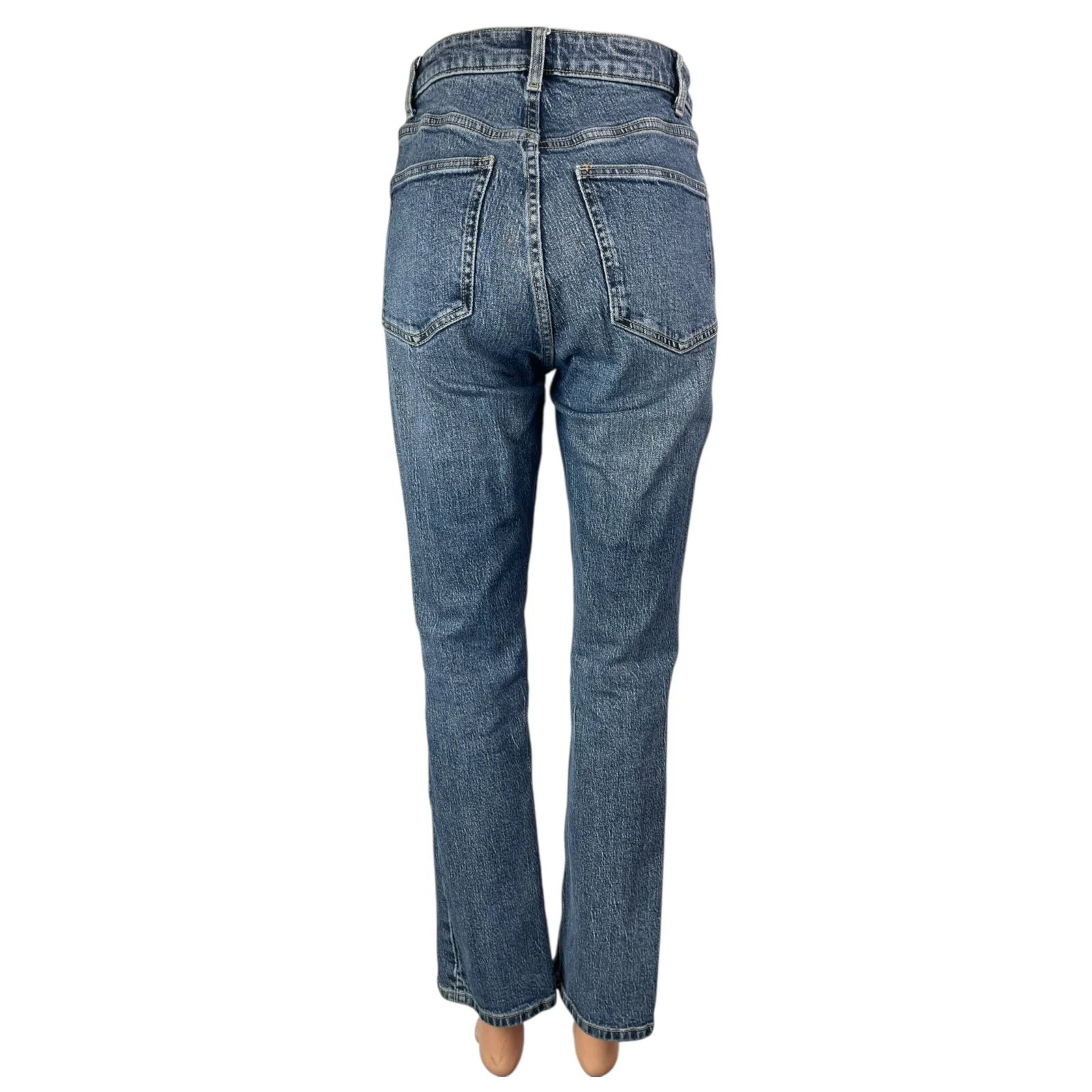 Zara Women's Mid Blue Washed High Waist Casual Straight Denim Jeans Pants Size 4 - Image 2