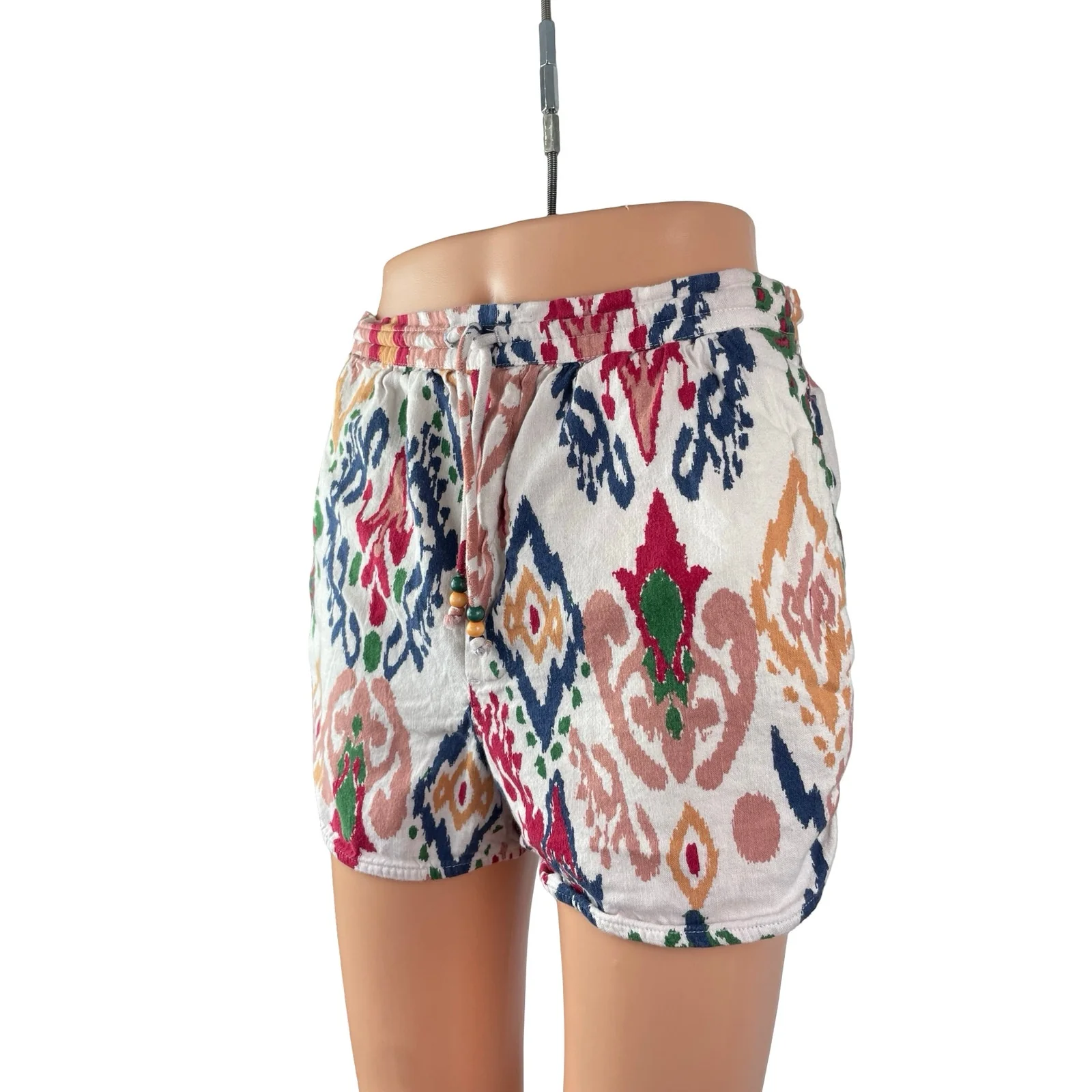 Zara Women's Multicolor Argyle Geometric High Rise Tie Boho Mini Shorts Size S - Image 2