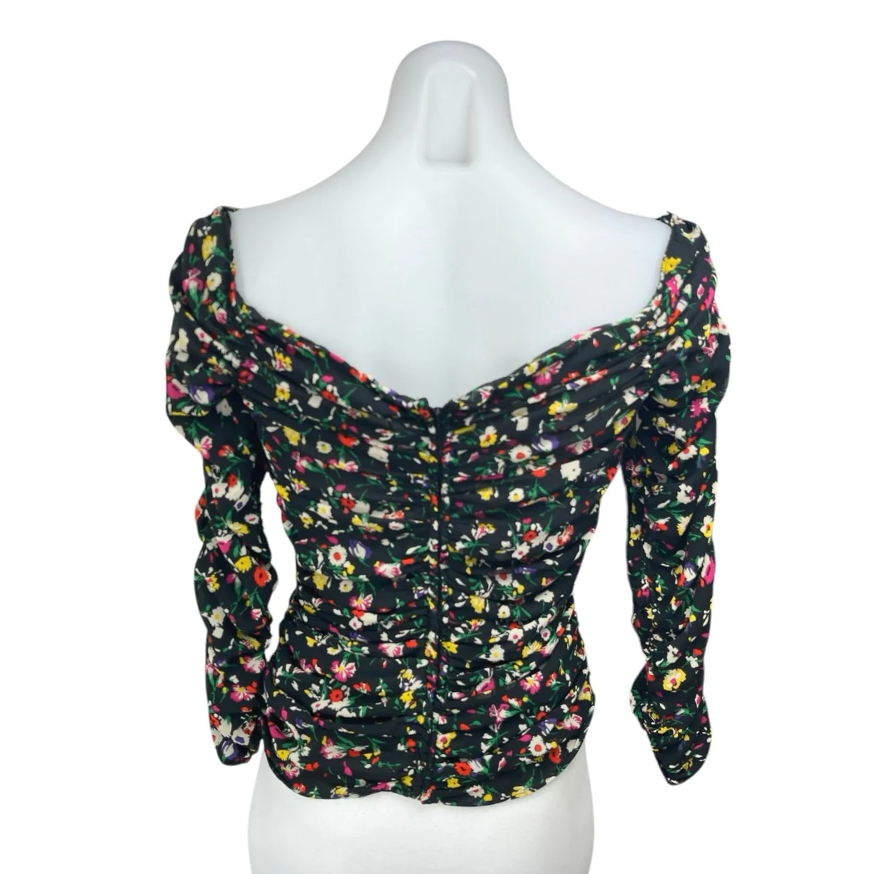 Zara Women's Multicolor Floral Off The Shoulder Long Sleeve Blouse Top Size S - Image 2