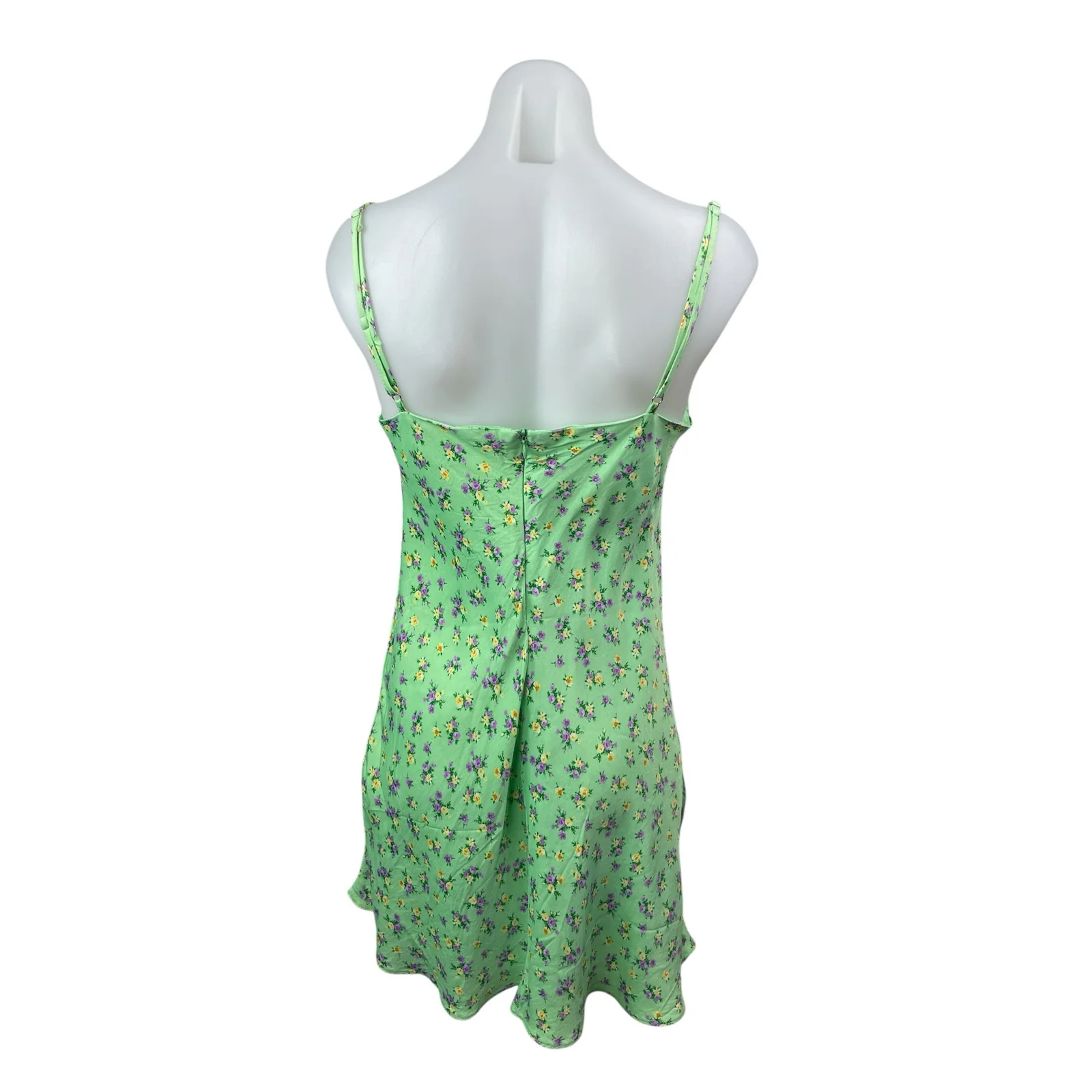 Zara Women's Multicolor Floral Satin Knot Sleeveless Mini  Bodycon Slip Dress M - Image 4