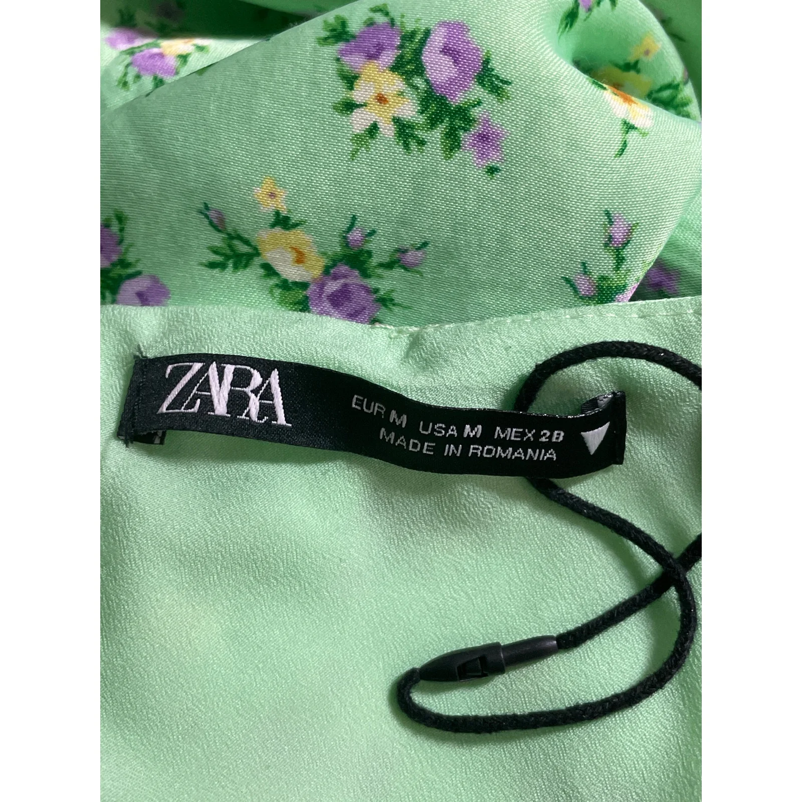 Zara Women's Multicolor Floral Satin Knot Sleeveless Mini  Bodycon Slip Dress M - Image 5