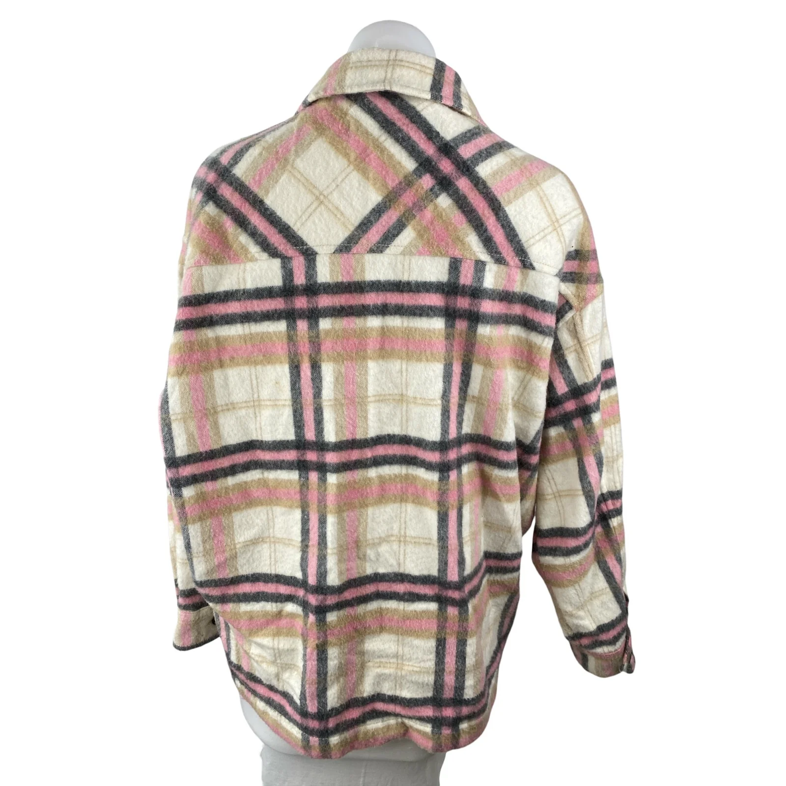 Zara Women's Multicolor Plaid Fleece Long Sleeve Button Down Shirt Jacket Sz M - Image 2