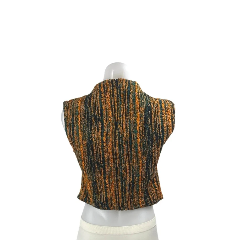 Zara Women's Multicolor Textured Mock Neck Sleeveless Crop Tank Sweater Top Sz M - Image 3