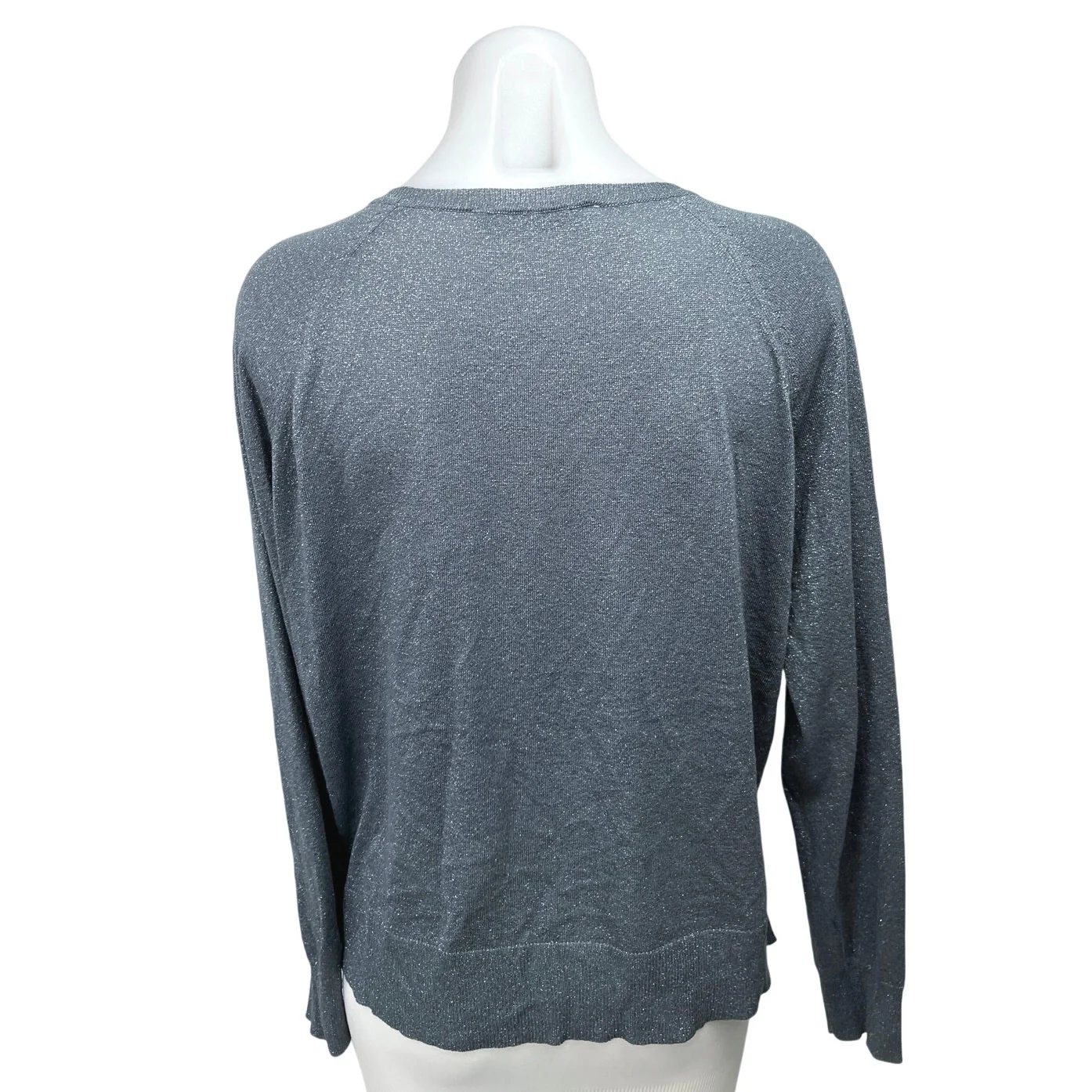 Zara Women's Navy Blue Metallic Knit Long Sleeve Pullover Casual Sweater Top S - Image 2