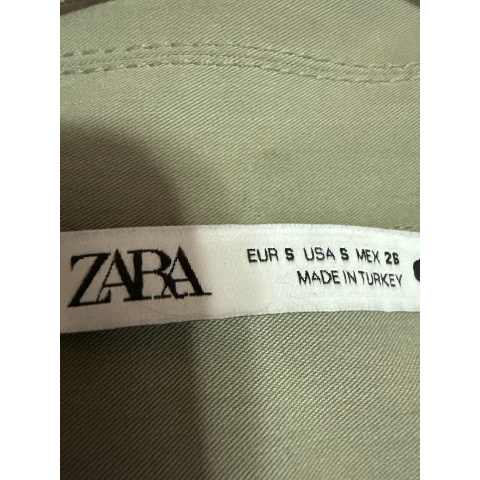 Zara Women's Olive Green Half Sleeve Belted Pockets Button Down Shirt Top Size S - Image 4
